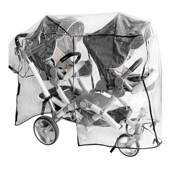 Ezkindheit Double Stroller Rain Cover Universal Tandem Twin Waterproof - Picture 2 of 9